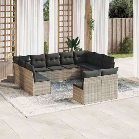 Garden sofa set 11 pieces and gray synthetic rattan cushions by , Garden sets - Ref: Foro24-3250191, Price: 734,70 €, Discoun...