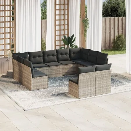 Garden sofa set 11 pieces and gray synthetic rattan cushions by , Garden sets - Ref: Foro24-3250191, Price: 736,38 €, Discoun...