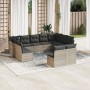 Set de sofás de jardín 11 pzas y cojines ratán sintético gris de , Conjuntos de jardín - Ref: Foro24-3250191, Precio: 711,17 €