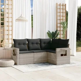 Garden sofa set 4 pieces with gray synthetic rattan cushions by , Garden sets - Ref: Foro24-3220111, Price: 306,65 €, Discoun...