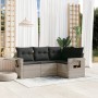 Garden sofa set 4 pieces with gray synthetic rattan cushions by , Garden sets - Ref: Foro24-3220111, Price: 300,53 €, Discoun...