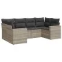 Gartensofagarnitur 6-teilig mit grauen Polstern aus synthetischem Rattan von , Gartensets - Ref: Foro24-3219372, Preis: 433,6...