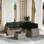 Garden sofa set 6 pieces and gray synthetic rattan cushions by , Garden sets - Ref: Foro24-3221361, Price: 433,60 €, Discount: %