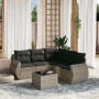 Gartensofagarnitur 6-teilig mit grauen Polstern aus synthetischem Rattan von , Gartensets - Ref: Foro24-3221361, Preis: 417,1...