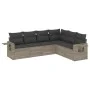 Garden sofa set 6 pieces and gray synthetic rattan cushions by , Garden sets - Ref: Foro24-3252549, Price: 421,13 €, Discount: %