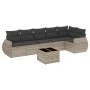 Garden sofa set 7 pieces with light gray PE rattan cushions by , Garden sets - Ref: Foro24-3253739, Price: 495,76 €, Discount: %