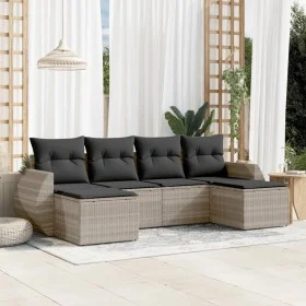 Garden sofa set 6 pieces and gray synthetic rattan cushions by , Modular outdoor sofas - Ref: Foro24-3221721, Price: 393,23 €...