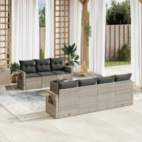 Garden sofa set 8 pieces and gray synthetic rattan cushions by , Garden sets - Ref: Foro24-3219931, Price: 541,15 €, Discount: %