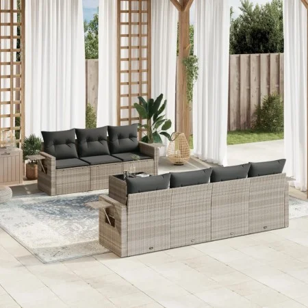 Garden sofa set 8 pieces and gray synthetic rattan cushions by , Garden sets - Ref: Foro24-3219931, Price: 541,15 €, Discount: %