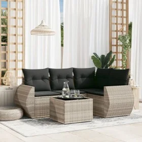 Garden sofa set and cushions 5 pieces light gray synthetic rattan by , Garden sets - Ref: Foro24-3221321, Price: 377,08 €, Di...