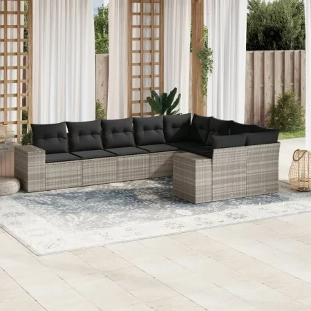 Garden furniture set 9 pieces and light gray synthetic rattan cushions by , Garden sets - Ref: Foro24-3223041, Price: 636,84 ...