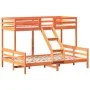 Massives Kiefernholzbett mit brauner Wachsschicht 90x200/140x200 cm. von , Betten und Lattenroste - Ref: Foro24-3207176, Prei...