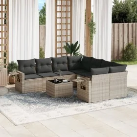 Garden furniture set 9 pieces and light gray synthetic rattan cushions by , Garden sets - Ref: Foro24-3252299, Price: 616,19 ...