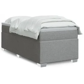 Box spring bed with light gray fabric mattress 90x200 cm by , Beds and slatted bases - Ref: Foro24-3285102, Price: 310,07 €, ...