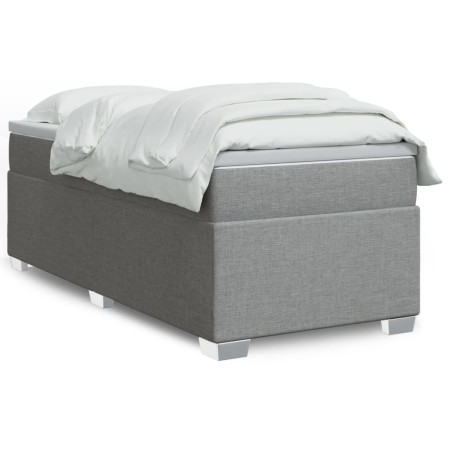 Box spring bed with light gray fabric mattress 90x200 cm by , Beds and slatted bases - Ref: Foro24-3285102, Price: 316,04 €, ...
