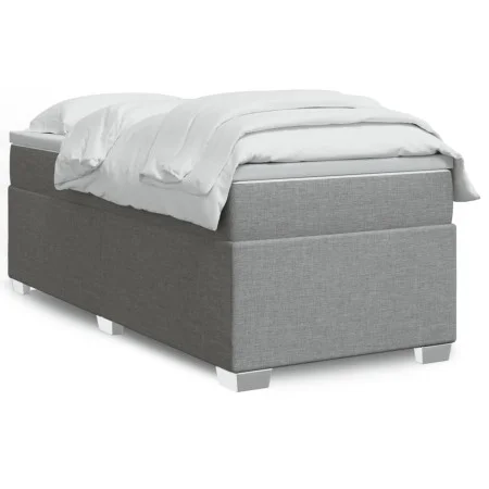 Box spring bed with light gray fabric mattress 100x200 cm by , Beds and slatted bases - Ref: Foro24-3285109, Price: 358,10 €,...