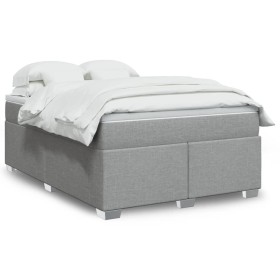 Boxspringbett mit hellgrauem Stoffbezug, Matratze 140x200 cm. von , Betten und Lattenroste - Ref: Foro24-3285137, Preis: 440,...