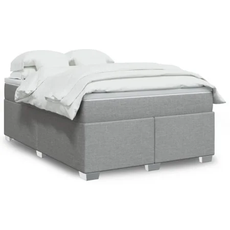 Box spring bed with light gray fabric mattress 140x200 cm by , Beds and slatted bases - Ref: Foro24-3285137, Price: 436,19 €,...