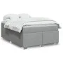 Box spring bed with light gray fabric mattress 140x200 cm by , Beds and slatted bases - Ref: Foro24-3285137, Price: 436,19 €,...