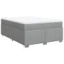 Box spring bed with light gray fabric mattress 140x200 cm by , Beds and slatted bases - Ref: Foro24-3285137, Price: 436,19 €,...