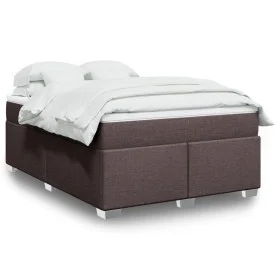 Box spring bed with dark brown fabric mattress 140x200 cm by , Beds and slatted bases - Ref: Foro24-3285140, Price: 429,59 €,...
