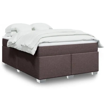 Box spring bed with dark brown fabric mattress 140x200 cm by , Beds and slatted bases - Ref: Foro24-3285140, Price: 429,59 €,...