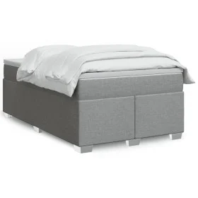 Box spring bed with light gray fabric mattress 120x200 cm by , Beds and slatted bases - Ref: Foro24-3285123, Price: 409,21 €,...
