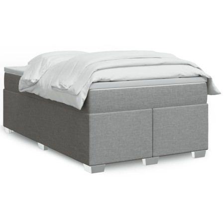 Box spring bed with light gray fabric mattress 120x200 cm by , Beds and slatted bases - Ref: Foro24-3285123, Price: 414,79 €,...