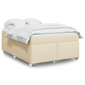 Boxspring-Bett mit cremefarbenem Stoffmatratze 140x190 cm. von , Betten und Lattenroste - Ref: Foro24-3285135, Preis: 425,06 ...