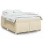Box spring bed with cream-colored fabric mattress 140x190 cm by , Beds and slatted bases - Ref: Foro24-3285135, Price: 425,06...