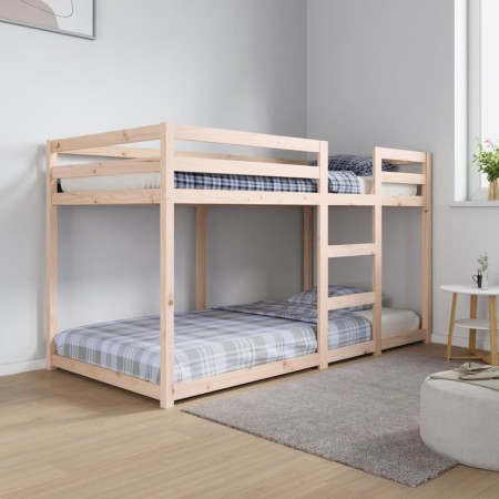 Bunk bed without mattress, solid pine wood, 90x190 cm. by , Beds and slatted bases - Ref: Foro24-3206507, Price: 146,71 €, Di...
