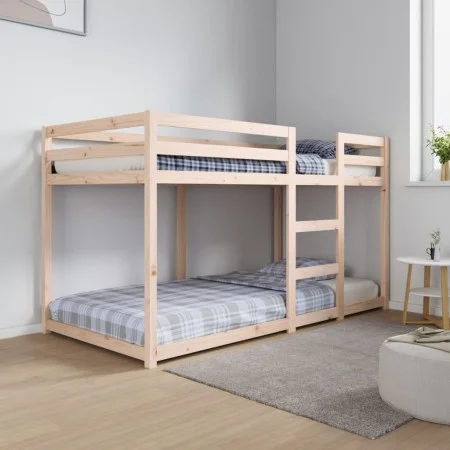 Bunk bed without mattress, solid pine wood, 90x190 cm. by , Beds and slatted bases - Ref: Foro24-3206507, Price: 153,22 €, Di...