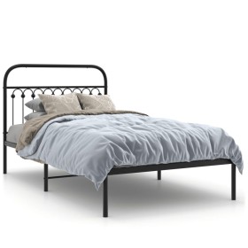 Bettgestell mit schwarzem Metallkopfteil 107x203 cm von , Betten und Lattenroste - Ref: Foro24-376596, Preis: 88,67 €, Rabatt: %