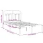 Metal bed frame with white headboard 120x190 cm by , Beds and slatted bases - Ref: Foro24-376646, Price: 92,17 €, Discount: %