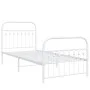 Metal bed frame with white headboard and footboard 90x190 cm by , Beds and slatted bases - Ref: Foro24-376659, Price: 77,17 €...