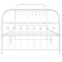 Metal bed frame with white headboard and footboard 90x190 cm by , Beds and slatted bases - Ref: Foro24-376659, Price: 77,90 €...