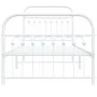 Metal bed frame with white headboard and footboard 90x190 cm by , Beds and slatted bases - Ref: Foro24-376659, Price: 77,17 €...