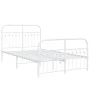Metal bed frame with white headboard and footboard 120x200 cm by , Beds and slatted bases - Ref: Foro24-376665, Price: 117,59...