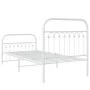 Metal bed frame with white headboard and footboard 90x190 cm by , Beds and slatted bases - Ref: Foro24-376659, Price: 77,17 €...