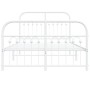 Metal bed frame with white headboard and footboard 120x200 cm by , Beds and slatted bases - Ref: Foro24-376665, Price: 119,09...