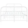 Metal bed frame with white headboard and footboard 120x200 cm by , Beds and slatted bases - Ref: Foro24-376665, Price: 117,59...