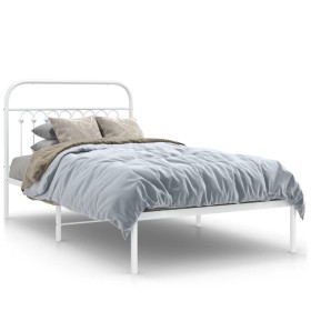 Metallbettgestell mit weißem Kopfteil 100x200 cm von , Betten und Lattenroste - Ref: Foro24-376644, Preis: 83,49 €, Rabatt: %