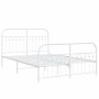 Metal bed frame with white headboard and footboard, 140x190 cm. by , Beds and slatted bases - Ref: Foro24-376667, Price: 119,...