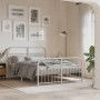 Metal bed frame with white headboard and footboard, 140x190 cm. by , Beds and slatted bases - Ref: Foro24-376667, Price: 119,...