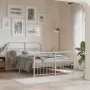 Metal bed frame with white headboard and footboard, 140x190 cm. by , Beds and slatted bases - Ref: Foro24-376667, Price: 117,...