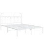 White metal bed frame with headboard 140x200 cm by , Beds and slatted bases - Ref: Foro24-376650, Price: 104,97 €, Discount: %