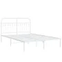 White metal bed frame with headboard 140x200 cm by , Beds and slatted bases - Ref: Foro24-376650, Price: 103,54 €, Discount: %
