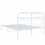 White metal bed frame with headboard 140x200 cm by , Beds and slatted bases - Ref: Foro24-376650, Price: 104,97 €, Discount: %