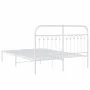White metal bed frame with headboard 140x200 cm by , Beds and slatted bases - Ref: Foro24-376650, Price: 103,54 €, Discount: %