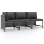 3-teiliges Gartenmöbel-Set und graue synthetische Rattankissen von vidaXL, Modulare Sofas für den Außenbereich - Ref: Foro24-...